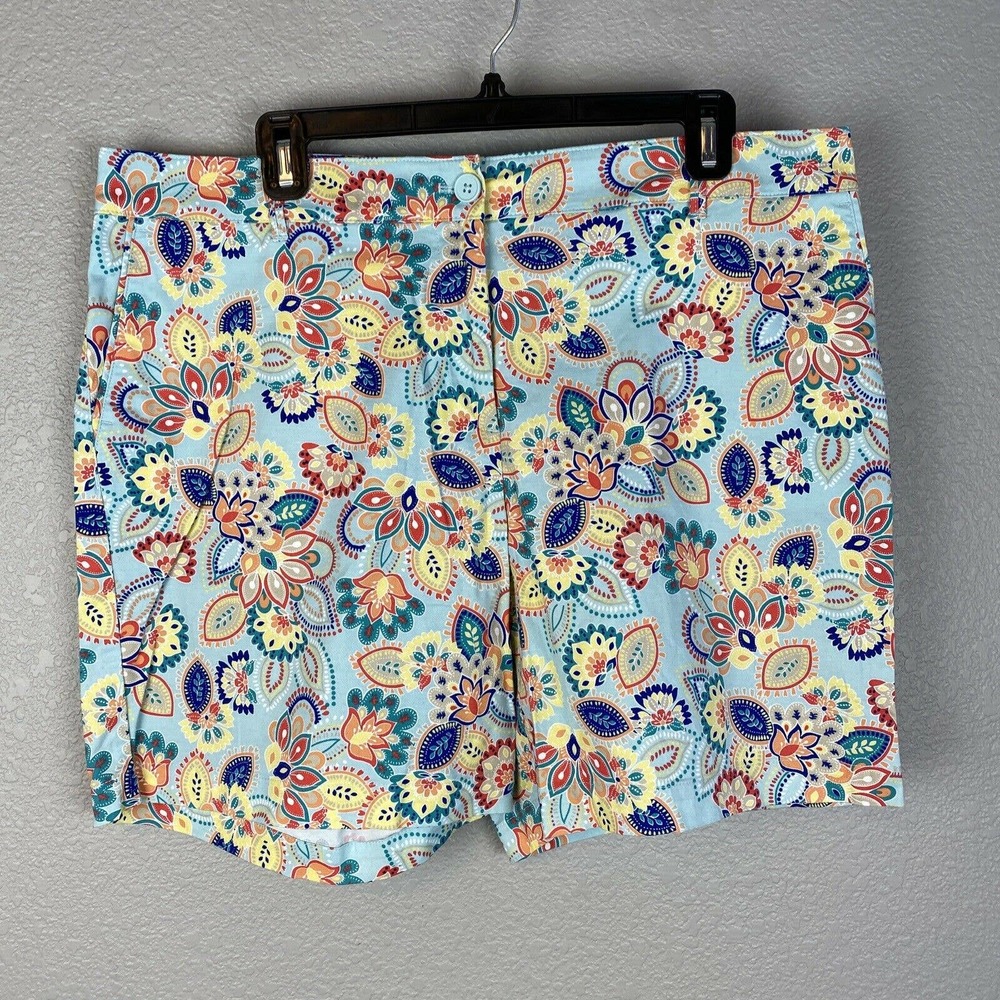 Talbots Light Blue Floral Paisley Cotton Shorts